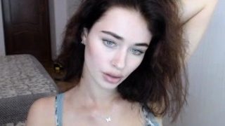 Cute curly brunette solo webcam masturbation